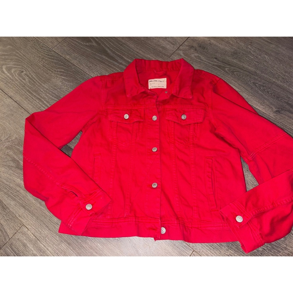 We The Free Red Denim Jacket Country Music Nashville custom Women Large - Picture 5 of 5